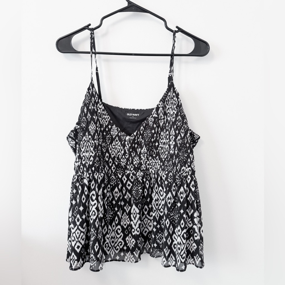Old Navy Black and White Flowy Top with Spaghetti Straps